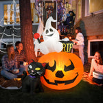 Load image into Gallery viewer, HOPOCO 5 FT Halloween Inflatable Decorations Spooky Pumpkin Witch Lighted and Black Cat Inflatable Model, Halloween Decorations Outdoor Inflatables Pumpkin Combo with Build-in LEDs Blow Up
